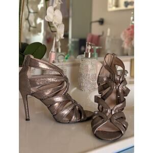 Coach Ludlow Glitter Gold Stiletto Zipper Heel Stunning Rare